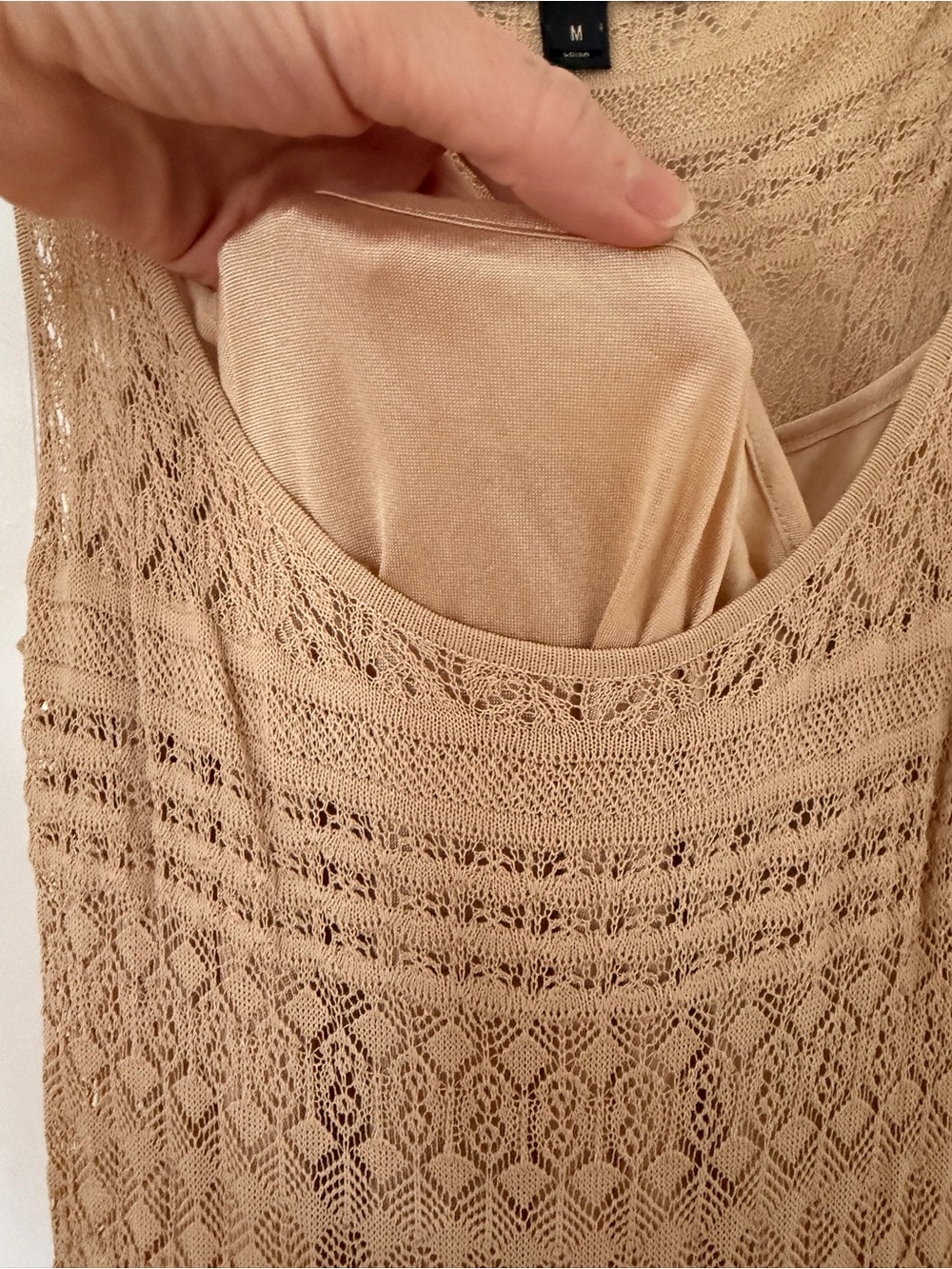 Ralph Lauren Beige silk & lace sheath Midi Tank Dress - Picture 4 of 10